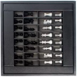 Exclusive Buffalo Black leather Chess Set